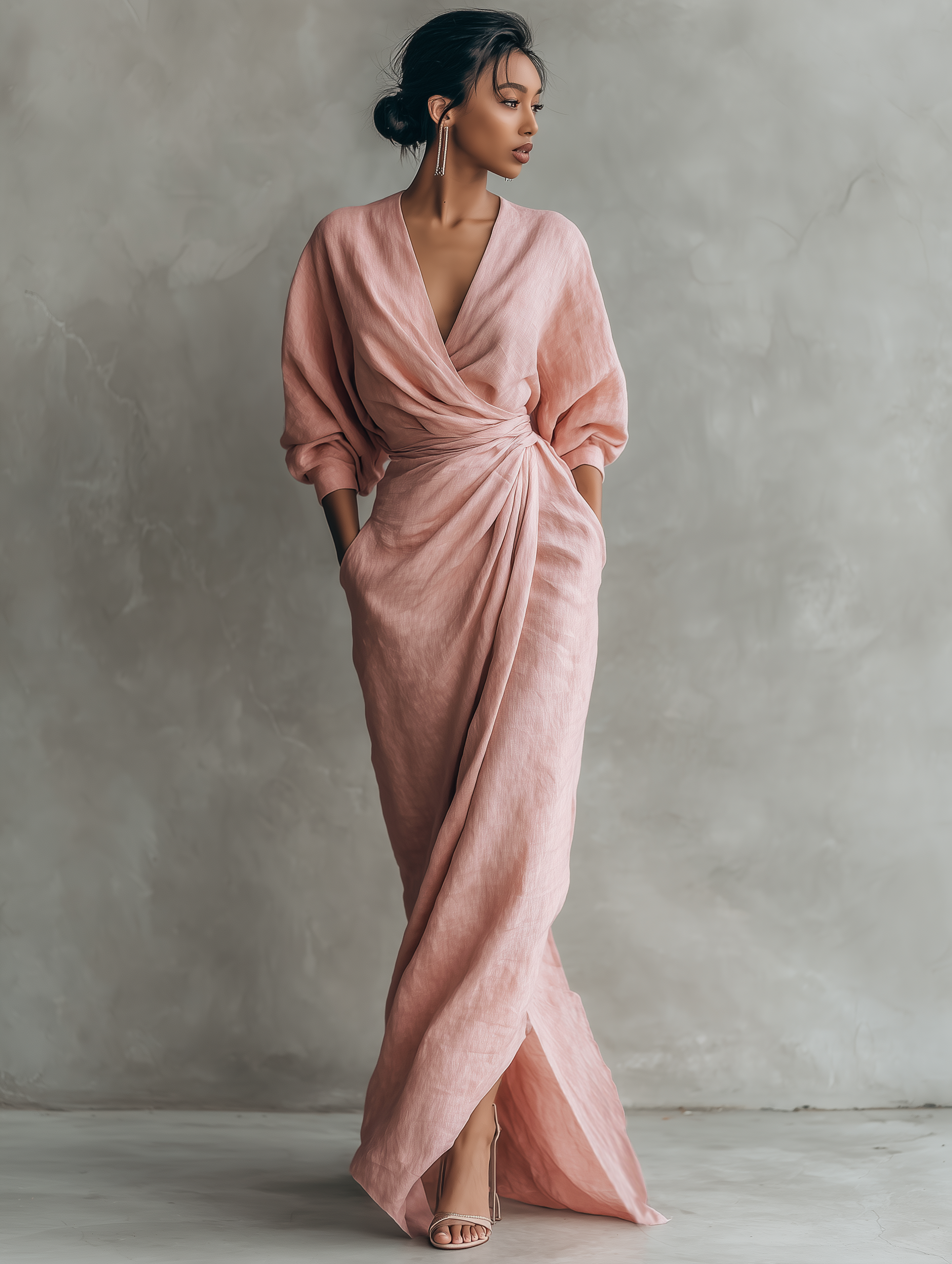 VESTIDO MAXI MINIMALISTA DE LINO