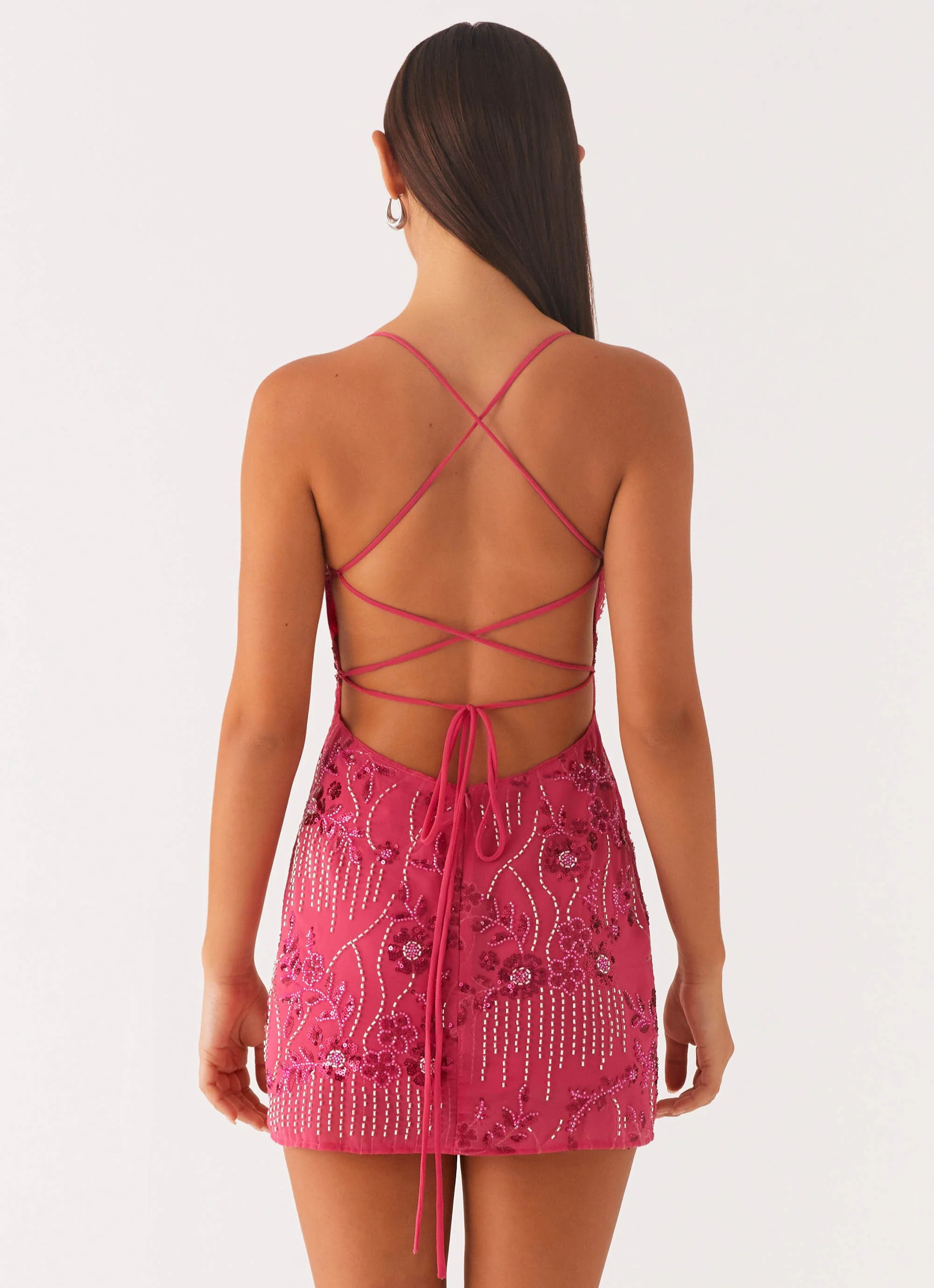 VESTIDO MINI BORDADO ESPALDA CRUZADA