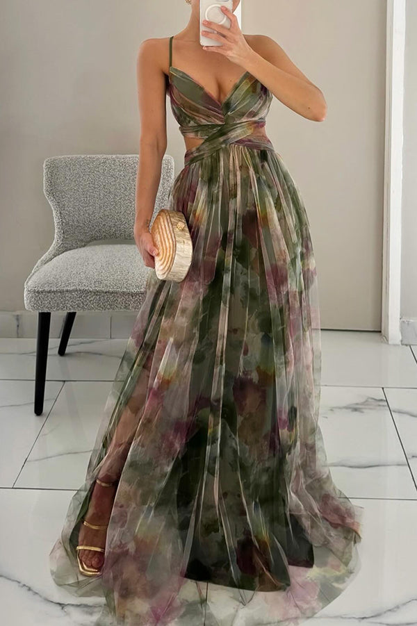Giselle - Encantador vestido largo con estampado floral