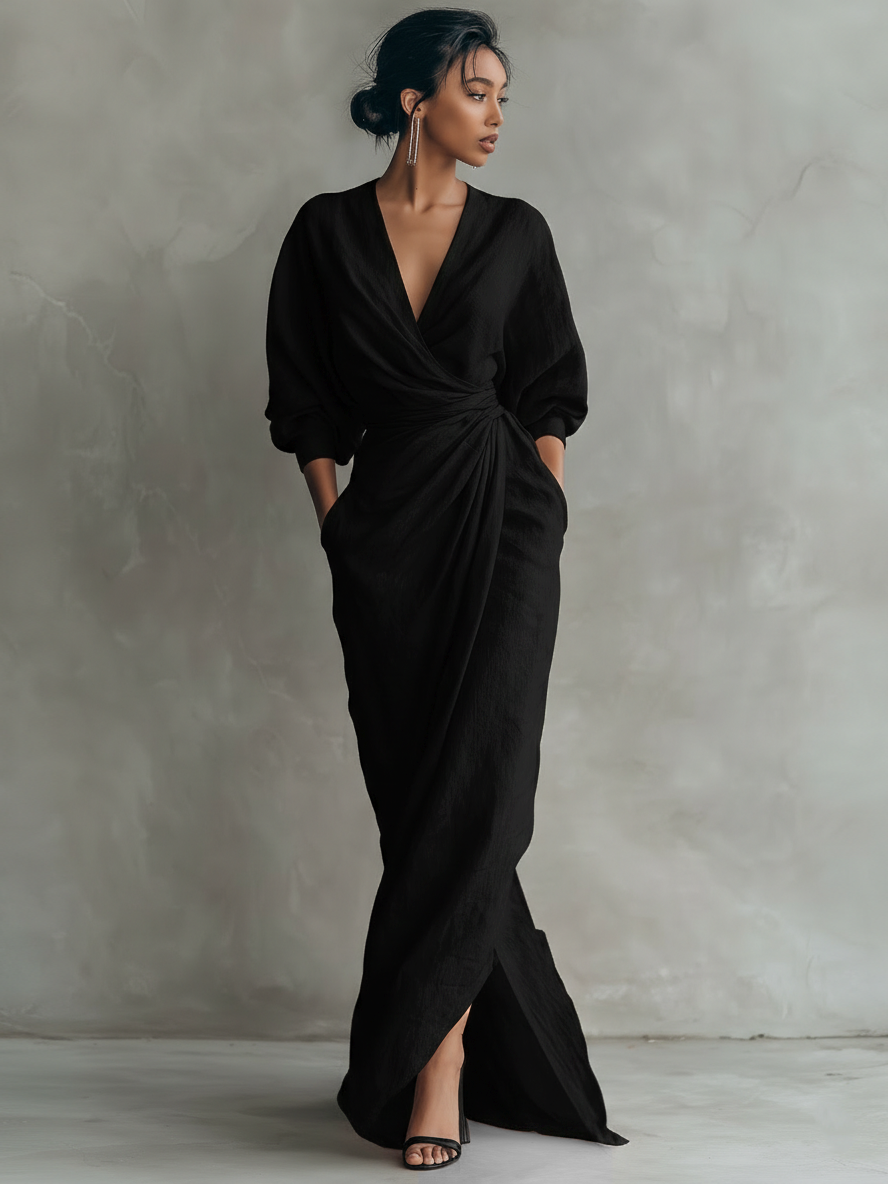 VESTIDO MAXI MINIMALISTA DE LINO