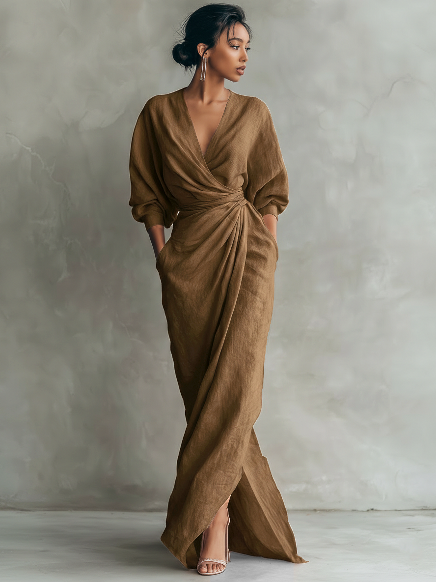 VESTIDO MAXI MINIMALISTA DE LINO