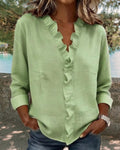 CHIARA | BLUSA CON ESCOTE EN V Y DELICADOS VOLANTES