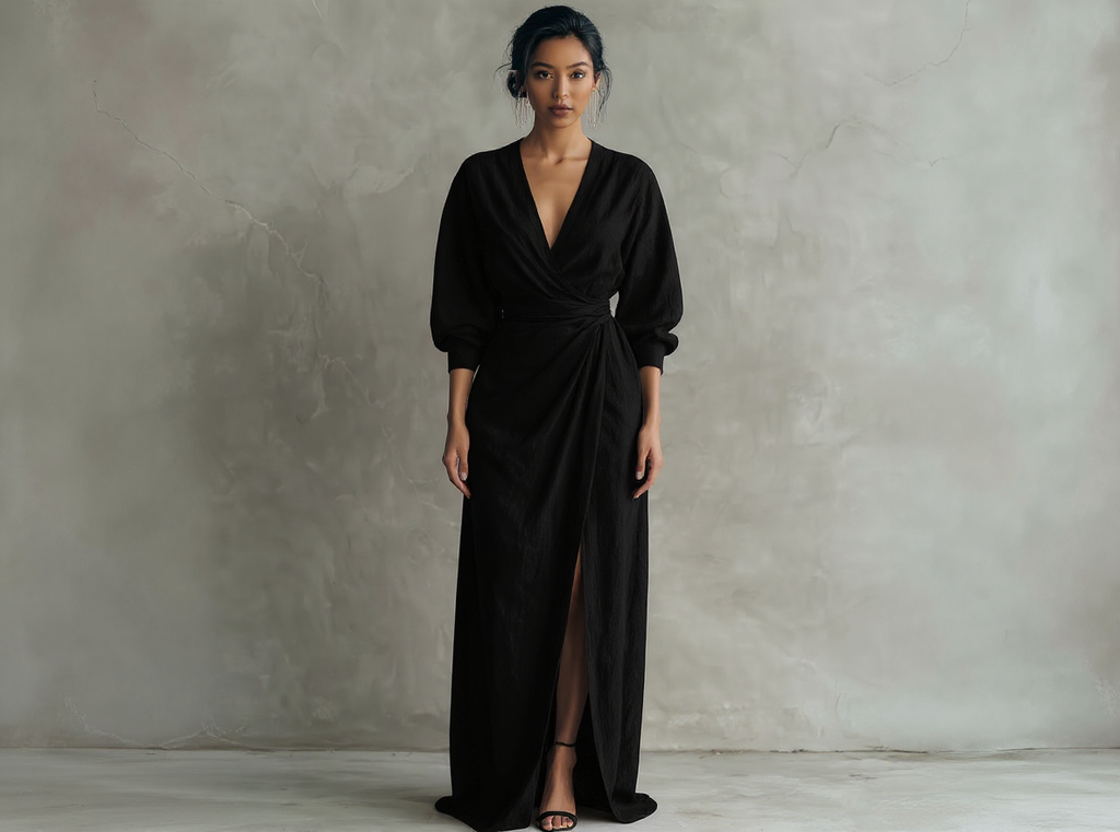VESTIDO MAXI MINIMALISTA DE LINO