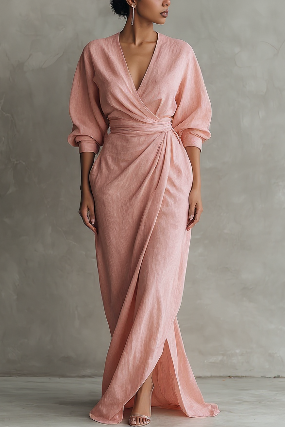 VESTIDO MAXI MINIMALISTA DE LINO
