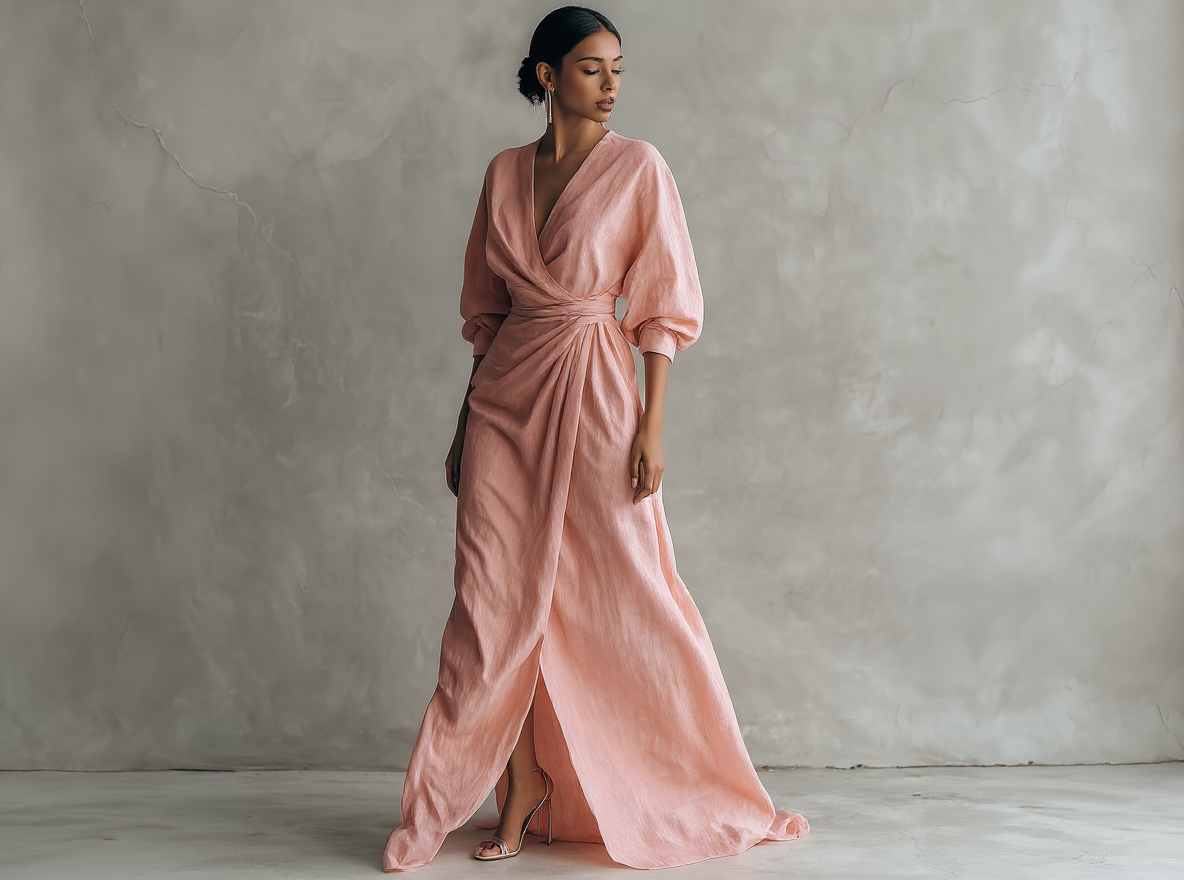 VESTIDO MAXI MINIMALISTA DE LINO