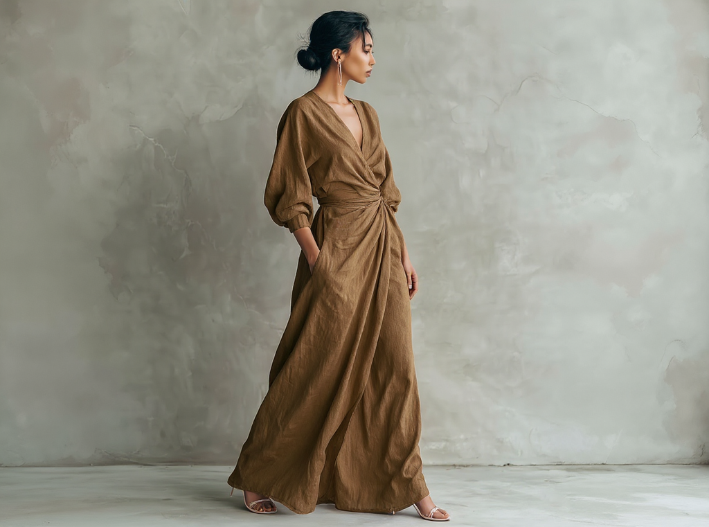 VESTIDO MAXI MINIMALISTA DE LINO
