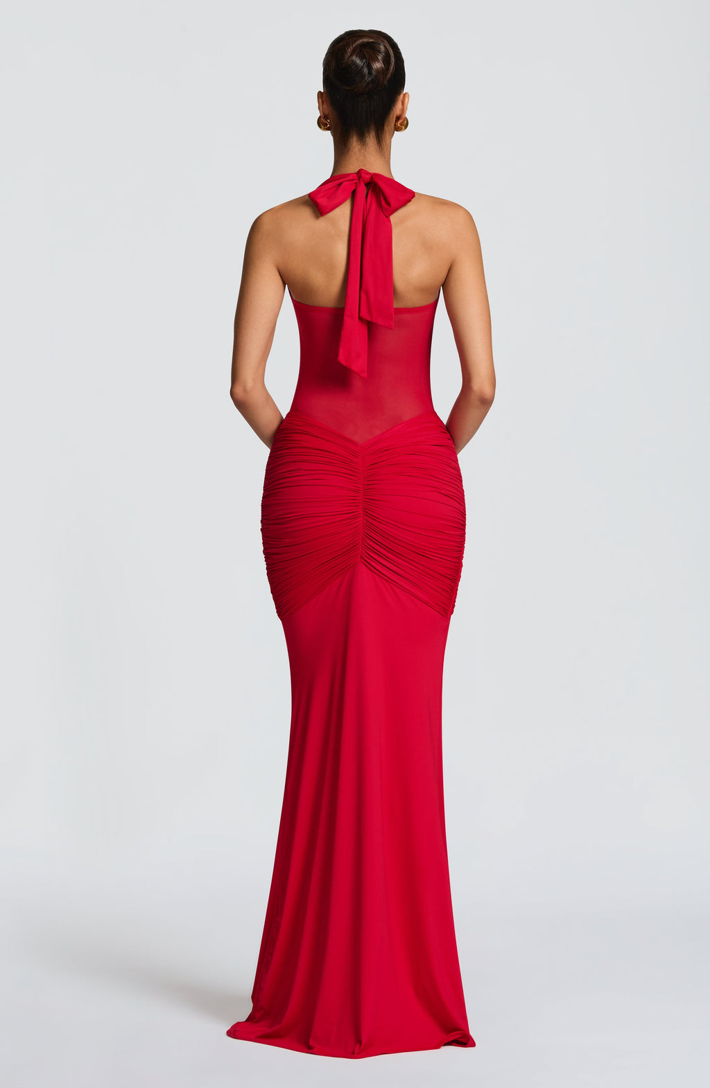 VESTIDO LARGO HALTER FRUNCIDO
